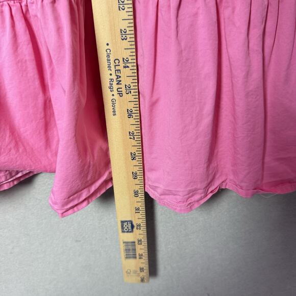 TCEC Pink Puff Sleeve Collared Mini A-line Button Up Dress 100% Cotton Size S - Picture 11 of 12